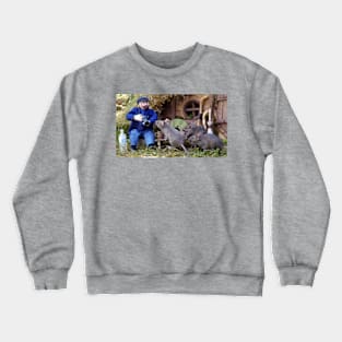 George the mouse in a log pile house & Mr Tographer Crewneck Sweatshirt